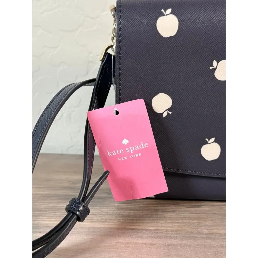 NEW Kate Spade‎ Apple Carson Orchard Convertible Crossbody Bag Navy Leather